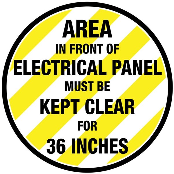 5S Supplies Electrical Panel Floor Sign 16in Diameter Non Slip Floor Sign FS-ELECCLR-16